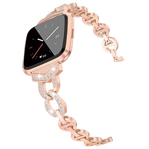 Aliwisdom Glitter Watch Strap 18mm 20mm 22mm for Smart watch, Smartwatch Accessories Universal Replacement Bands alloy Metal Bling Rhinestone quick release Replacement Straps (22 mm, Rose gold)