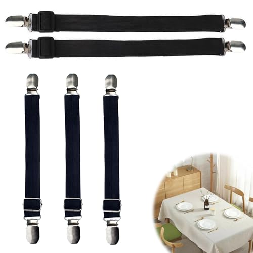 ZIJANG 5 Clips de Nappe Réglable, Acier Inoxydable Cachés Pinces Nappe, Antirouille et Résistant à l'usure, Attache Nappe est Ferme et Difficile à Tomber,...