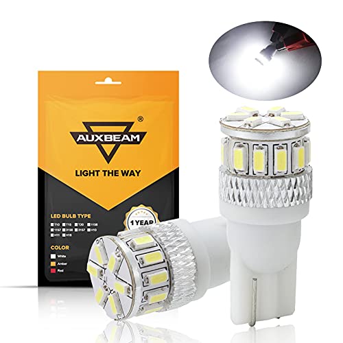 Auxbeam 194 LED Bulbs White, 6000K Super Bright T10 168 W5W LED Bulb Car Interior Lights, Canbus Error Free LED Replacement Bulbs for License Plate lights, Dome Map Light, Courtesy Light, 2PCS
