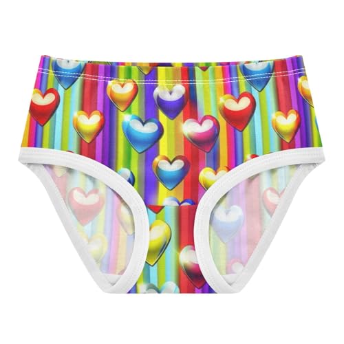 Joisal Pattern Girls Underwear Toddlers 2t Cotton Panties for Girl Colorful Glossy Hearts Red Briefs Underpants