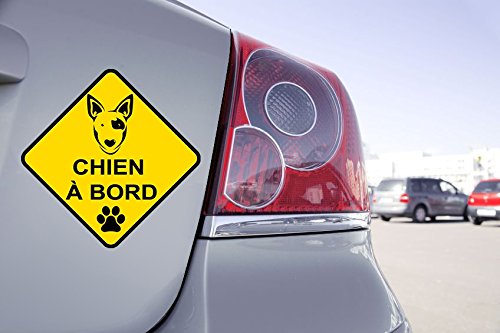 Zone-Stickers Sticker Chien à Bord Bull Terrier - 10cm x 10cm
