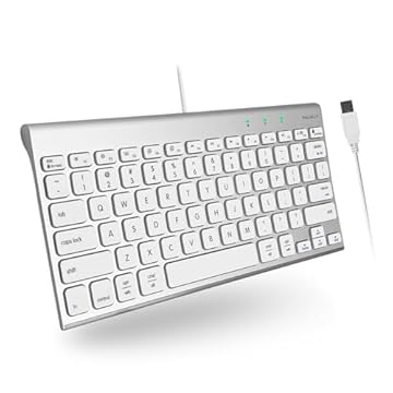 Macally Teclado USB com fio para Mac e Windows PC Teclado Apple pequeno compat vel com economia de espa o Teclado externo Mac de 78 teclas para MacBook Pro/Air, iMac, Desktop Mac Mini Alum nio prateado