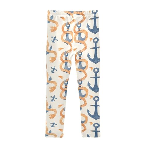 KLL Navy Blue Striped Rope and Ocean Watercolor Toddler Baby Girl Cotton Leggings Stretch Full Length Athleisure Pants2