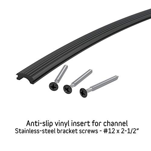 Promenaid 18 In. Handrail - Complete Kit. Satin Black Anodized Aluminum With 2 Satin Black Wall Brackets + Ada Endcaps, 1.6" Round #TOP4