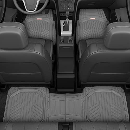 Motor Trend DeepDish Floor Mats for Cars Full Set, All-Weather Rubber Automotive Floor Mats, Performance Plus Heavy Duty Car Mats, Flexible Floor Liners for Car Truck Van SUV (Gray)