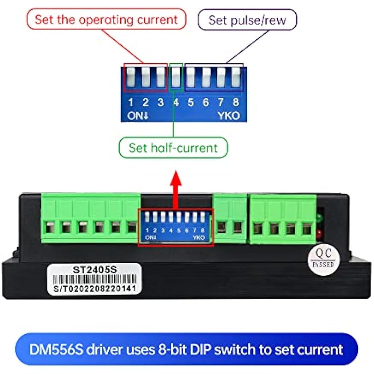 DM556S Digital CNC Stepper Motor Driver,2-Phase Hybrid Driver Controller,20-50V DC 1A-6A 256 Subdivision for Nema17,Nema23,Nema24,Nema34 Stepper Motor,CNC Router Milling Engraving Machine