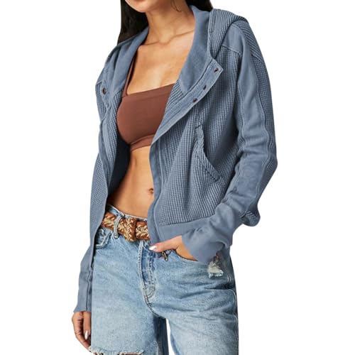 Sweat à capuche en tricot gaufré pour femme pour rester au chaud tout l'automne
