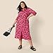 Amazon Essentials Women's Regular-Fit Matte Jersey Midi Length Dress, Hot Pink Leafy Floral Ditsy, X-Small