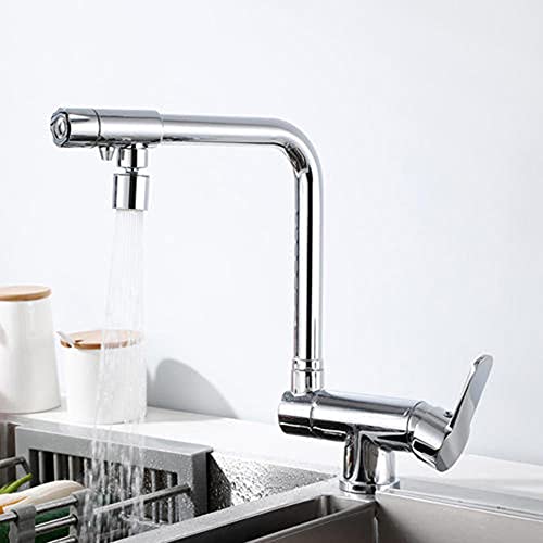 Robinet de cuisine 3 voies noir avec pommeau de douche pliant pour eau de boisson et évier