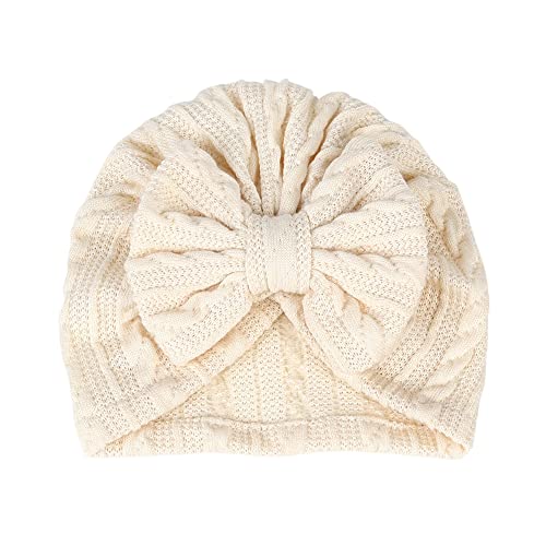 Lddcx Baby Beanie Knit Hat Cute Bows Turban Cap Wraps Hat.(Mz6) (Beige) #TOP14