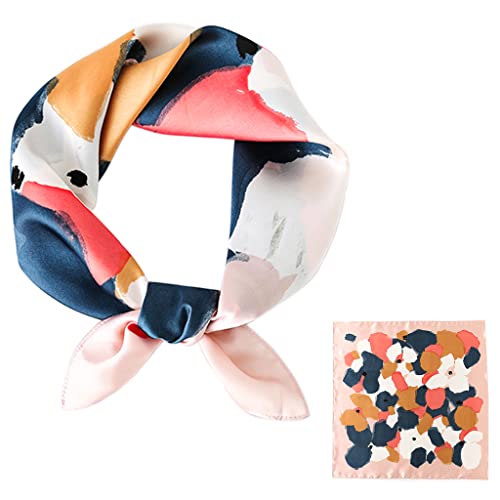 PALAY® Women's Polyester Square Scarf - Printed Comfy Satin Silk-Feel Head Neck Stole Wrap - Medium 22×22 Inches