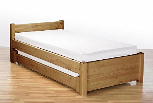 Small Single Short 2'6" Taurus Trundle Bed. Spare Bed That Rolls Under Our Other Bed Frames (Oak Wax)
