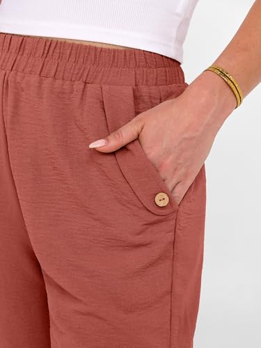 Image of ANRABESS Womens Wide Leg Capri Pants Elastic Waist Casual Loose Lounge Trousers 2026 Summer Flowy Beach Vacation Clothes