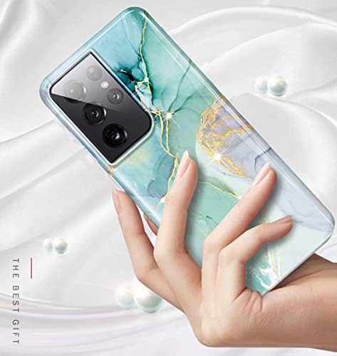 luolnh Galaxy S21 Ultra Case,Samsung Galaxy S21 Ultra Case Marble Brilliant Cute Design Shockproof Soft Silicone Rubber TPU Bumper Cover Skin Phone Case for Samsung S21 Ultra 5G-Abstract Mint