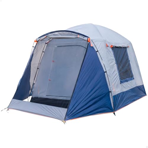 AKTIVE Tienda de campaña 4 Personas, Avance, 250x350x200 cm, Poliéster, Varillas Fibra de Vidrio Ø9,5/11 mm, Mosquiteras, Impermeable, 19 piquetas, Bolsa Transporte, Tiendas Camping (63187)