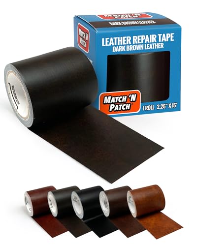 MATCH 'N PATCH Realistic Leather Repair Tape - Durable, Easy-to-Apply, Professional Grade, Versatile Use, Designed in North Carolina for Furniture Restoration & DIY - Dark Brown, 2.25 inch x 15 feet