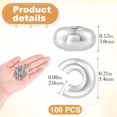 100Pcs Silver Crimp Covers, Crimp Beads for Jewelry Making — 사진 2