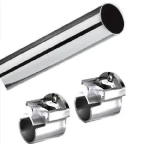 28mm Chrome Metal Various Lengths Curtain Pole Set Including Recess Brackets (125cm)