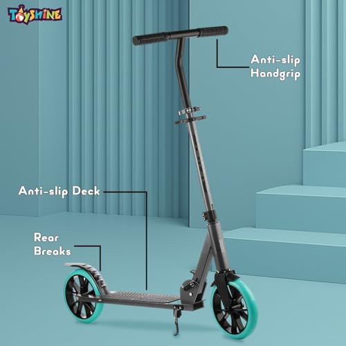 Image of Toyshine Rhino 2 Wheel Runner Scooter with Anti Slip ABS Base Big Wheels Height Adjustable Handlebar Foldable Max Load 50kg for Boys and Girls Ages 5 and Above - Grey