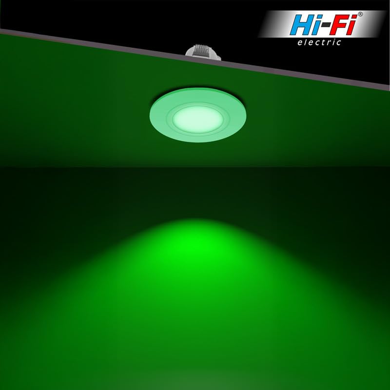 Image of elleys' ZIRA 3W LED Down Light (Green Light) Round Recessed Ceiling LED Light | Cut Out- 45 mm | BIS Certified & 4KV Surge Protection pop Lights for Ceiling (3W, Pack of 2)