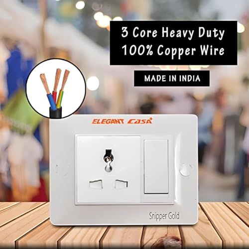 Image of ELEGANT CASA 6 Amp Extension Board 1 Socket with PTC Connector - Safe Power Strip with Individual Switch & Safety Shutter for Small Home & Office Appliances (6A Plug)