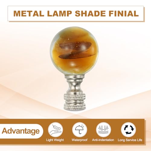 Image of PATIKIL 2pcs 1 /4-27 Lamp Finial Cap Knob, Clear Round Ball Shaped Crystal, Silver Tone