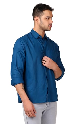 Image of Patrinus Pure Linen Mandarin Collar Full Sleeve Shirt