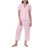 Nautica Womens Sleepwear - Lightweight, Breathable Pajama Notch Collar Top & Pant - 2 Piece Set, Pink, Medium