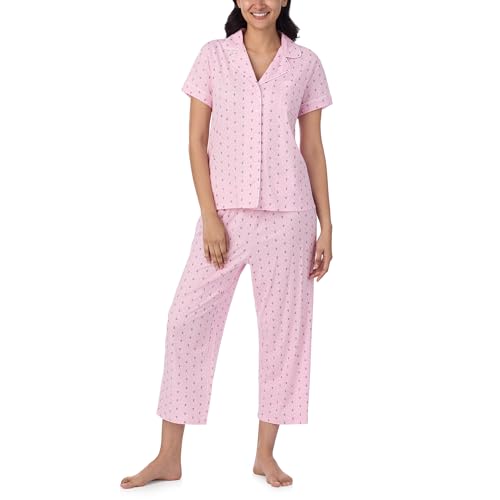Nautica Pajamas for Women Set, Womens Lightweight Short Sleeve Button Down Pajama Shirt & Capri Pants, Lounge Sets PJs Women