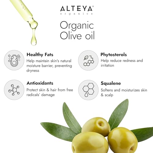 Alteya Bio Olivenöl 100 ml - 100% USDA-zertifiziertes Reines Natürliches Trägeröl – Nährstoff- und Feuchtigkeitsspendende Premium-Hautpflege mit therapeutischer Qualität