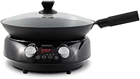 NuWave Mosaic Induction Wok: 14" Carbon Steel Pan, 100-575°F Precise Temp Control, Wok Hei Charred Flavors, 600/900/1500W Portable Base, Black