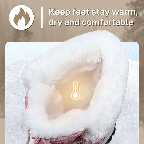 Womens Snow Boots Warm Fur Lined Winter Boots Anti Slip Mid Calf Ankle Booties Waterproof and Cold-Resistant Outdoor Walking Shoes for Women Ladies Girls3