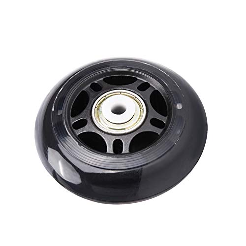 TOBWOLF 8 Pack 70mm 82A Indoor Inline Skate Replacement Wheels, Indoor Skating Wheels with ABEC-7 Bearings, Luggage Wheel, Training Wheel for Scooter - Black