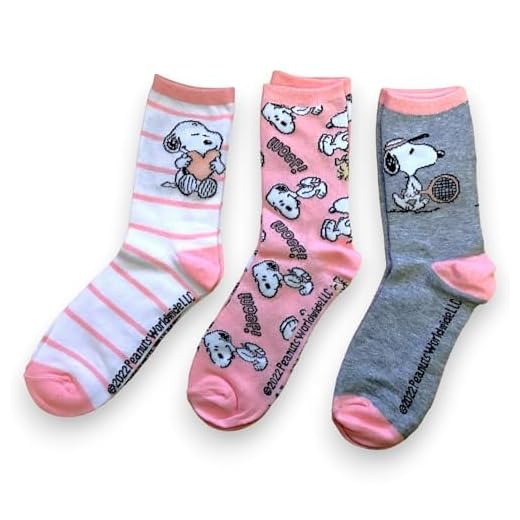 PEANUTS - Pack 3 Calcetines de Snoopy - Calcetines Oficiales Rosa Blanco y Gris - para Mujer UK 3.5-7 EUR 36-40