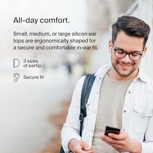Belkin Écouteurs SoundForm™ Motion True Wireless avec suppression du bruit de fond (étui de recharge sans fil, deux micros, IPX5, résistance à l'eau, Bluetooth, pour iPhone et Samsung, blancs)