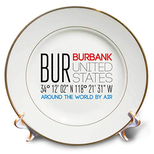 3dRose Impressive text BUR, Burbank, United States, location coordinates, 8-Inch