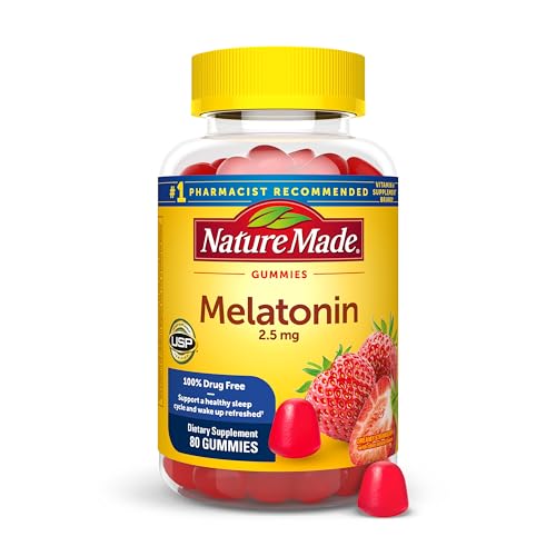 Nature Made Melatonin Gummies 2.5 mg 100% Drug Free Sleep Aid 80 Count