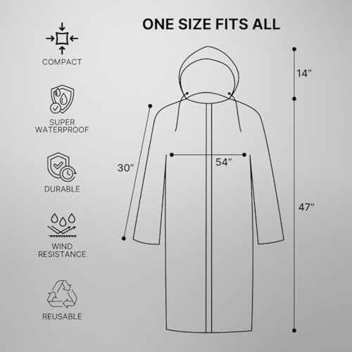 Image of Citizen Eco-Friendly EVA Poncho Raincoat for Men & Women, Lightweight Waterproof Coat with Hood, Adjustable Drawstring, Button Closure Outdoor Rainwear