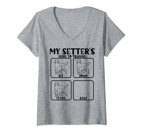 Donna Divertente irlandese inglese setter guida addestramento cane trucchi setter setter Maglietta con Collo a V
