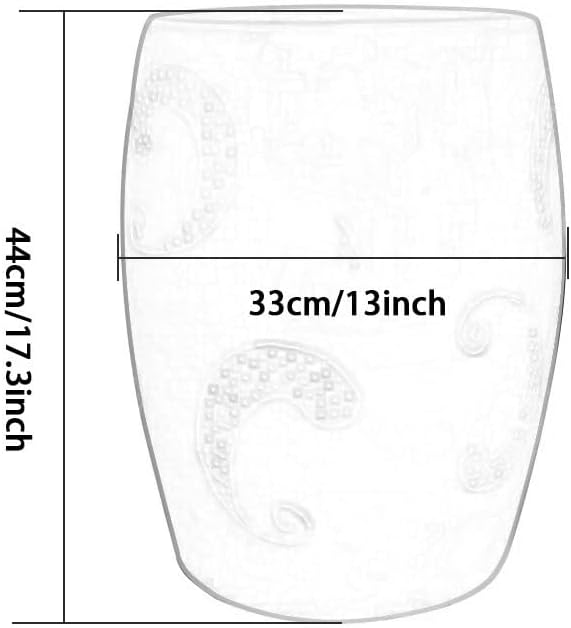 Ceramic Garden Stool Decorative Garden Stools Ceramic Handmade Pastel Figures and Flowers Carved Copper Coin Ceramic Stool Cooler Pier Shoe Bench Patio Ornaments Garden Stool(C)