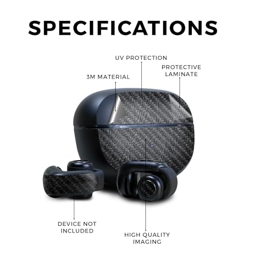 Image of Carbon Fiber Skin Compatible with Bose Ultra Open Earbuds - Black Leather - Premium 3M Vinyl Protective Wrap Decal Cover - Easy to Apply | Crafted in The USA by MightySkins