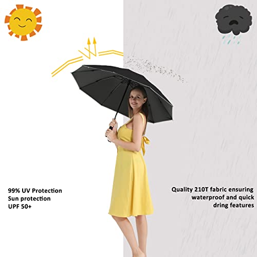 BAODINI UV Umbrella Protection Sun Inverted Compact Windproof Umbrella for Rain 46 Inch Big Size Automatic Reverse Umbrella