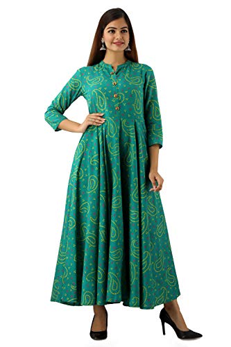 Image of Glam Roots Women's Pure Cotton Printed Anarkali Kurta