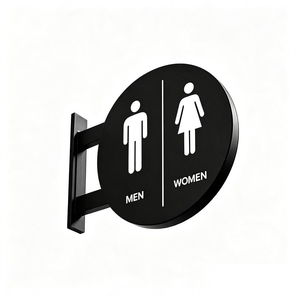 Ścienna Tabliczka WC Unisex Metalowa Okrągła Płyta