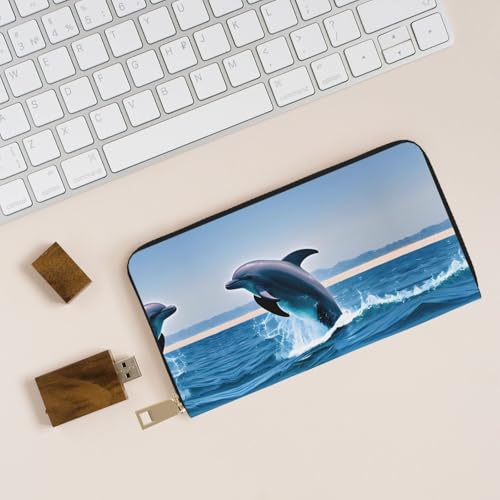 Monedero de mano con diseño de delfines, el accesorio versátil que necesitas 6
