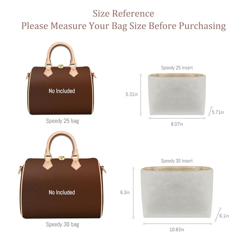Ultra-light Purse Insert Organizer Compatible with Lv speedy 25,Carryall PM Bag and More, Water-proof Dupontpaper Handbag Storage for Luxury Bags, Keeps Tote Handbags Neat (SP25)