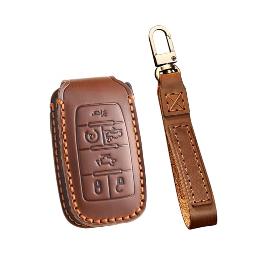 Étui de clé en cuir Dodge RAM 2500 housse télécommande 6 boutons marron