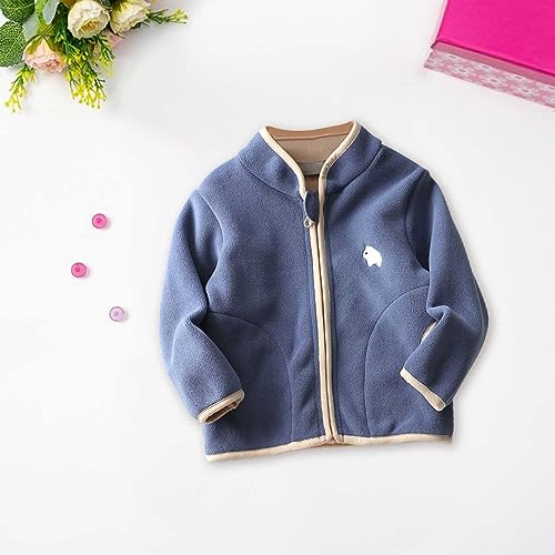 Toddler Warm Coat Autumn Winter Girl Boy Long Sleeve Simple Solid Color Children's Dress Stand Collar (Blue, 6-7 Years)2