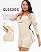 Imagen de Fajas Postparto De Pecho Abierto Body Moldeador De Cuerpo Completo con Control De Barriga para Mujer Body Delgado hasta El Muslo Manga Larga Shapewear Talla Grande