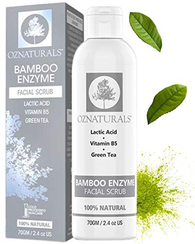 OZNaturals Bamboo Enzyme Exfoliating Facial Scrub - Face Exfoliator and Acne Face Wash For Women and Men - Natural Pore Cleanser & Minimizer With Vitamin B5, Lactic Acid and Green Tea